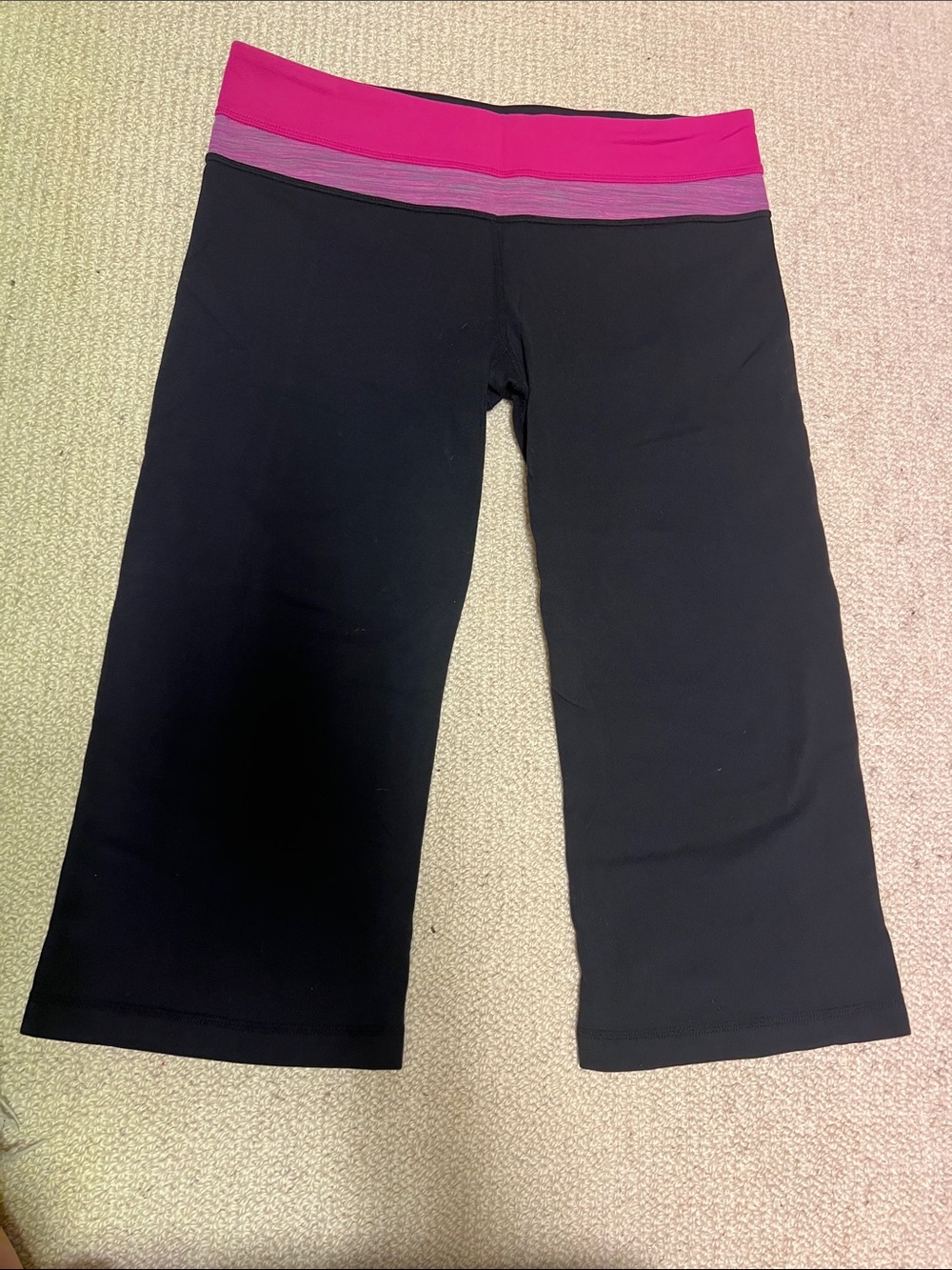 lululemon athletica Black Capri Leggings with Pink Waistband